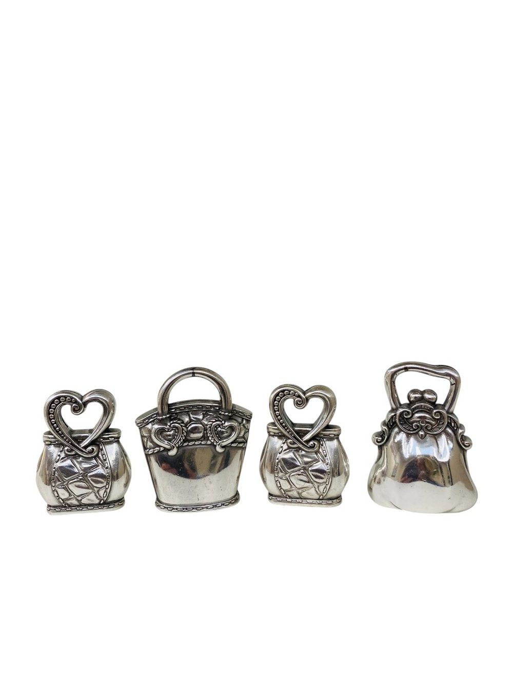 Brighton Set Of 4 Silver Tone Purse Shaped Place Card Holders